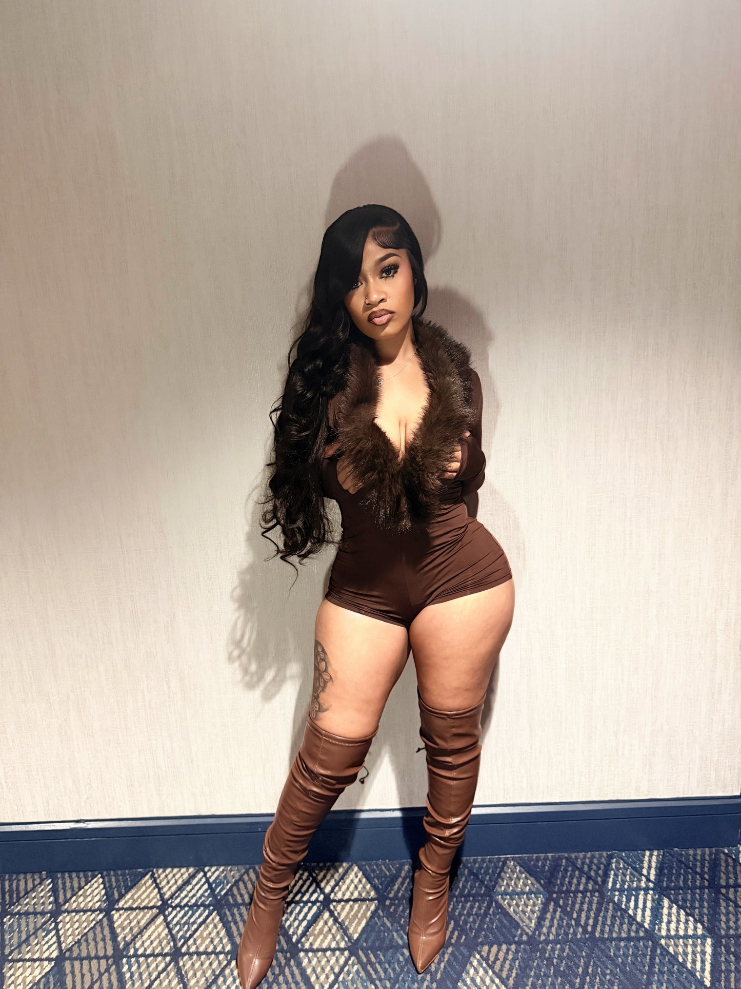 chic fur romper